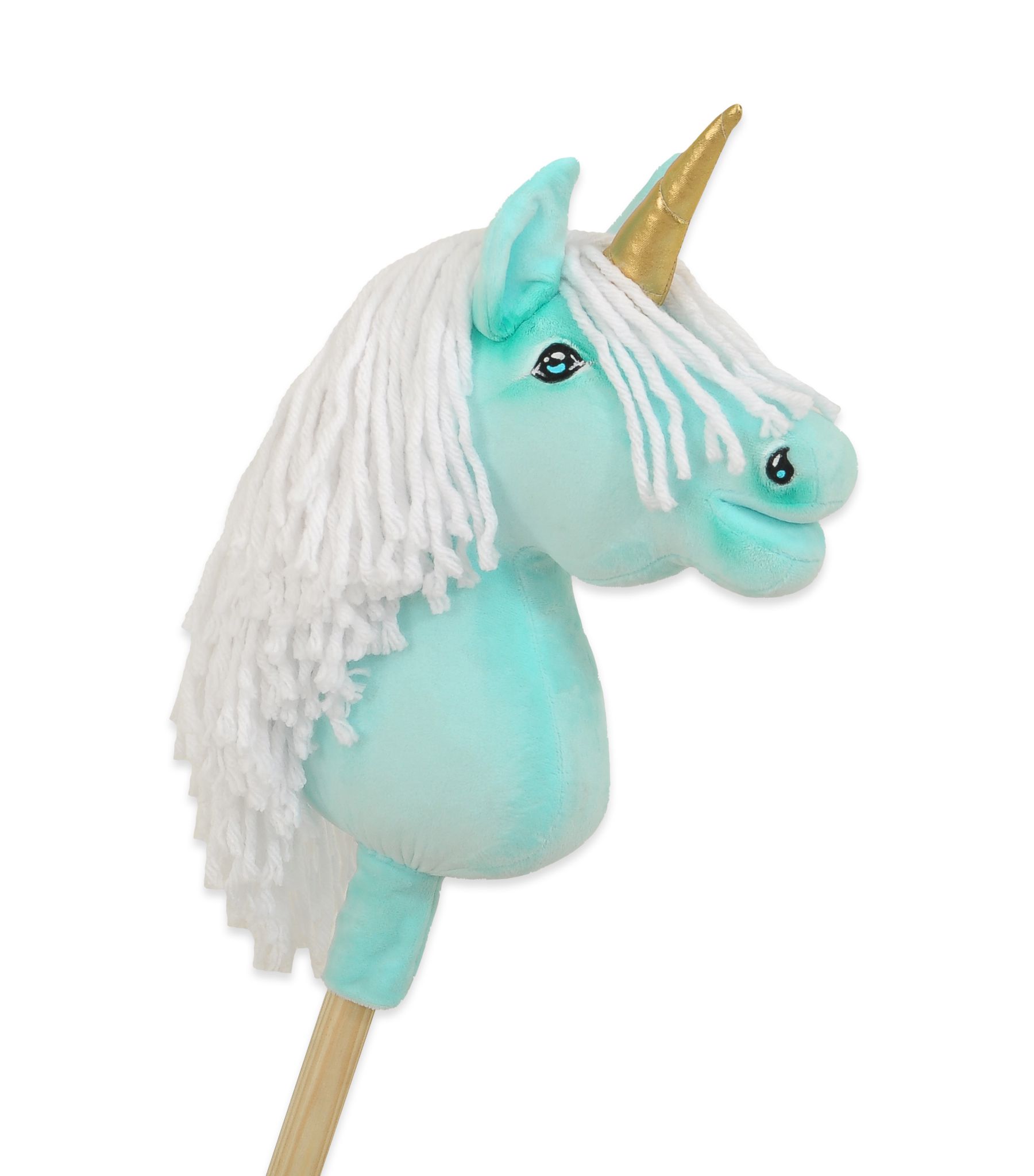 Einhorn Mint, weiße Mähne, Gold — Einhorn-Steckenpferd von Galoppherz