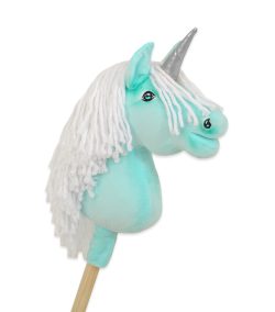 Einhorn Mint, weiße Mähne, Silber — Einhorn-Steckenpferd von Galoppherz