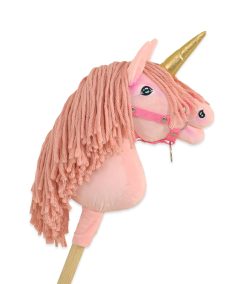 Einhorn Rosa, rosa Mähne, Gold — Einhorn-Steckenpferd von Galoppherz