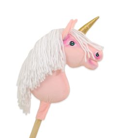 Einhorn Rosa, weiße Mähne, Gold — Einhorn-Steckenpferd von Galoppherz