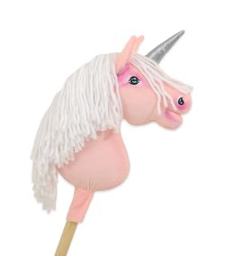 Einhorn Rosa, weiße Mähne, Silber — Einhorn-Steckenpferd von Galoppherz