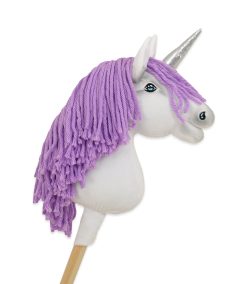 Einhorn Weiß, Flieder Mähne, Silber — Einhorn-Steckenpferd von Galoppherz