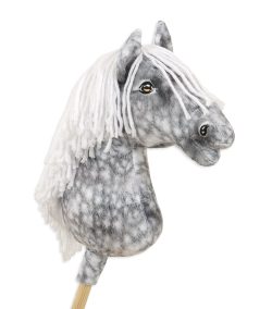 Hobby Horse Apfelschimmel mit weißer Mähne — handgenähtes Steckenpferd
