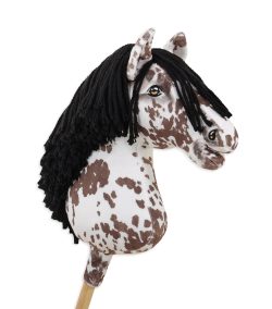 Hobby Horse Brauner Tigerschecke, schwarze Mähne — handgenähtes Steckenpferd