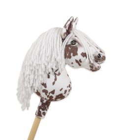 Hobby Horse Brauner Tigerschecke, weiße Mähne — handgenähtes Steckenpferd