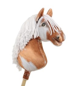 Hobby Horse Schecke mit weißer Mähne — handgenähtes Steckenpferd
