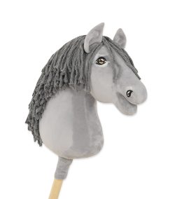 Hobby Horse Schimmel mit grauer Mähne — handgenähtes Steckenpferd