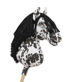 Hobby Horse Tigerschecke, schwarze Mähne — handgenähtes Steckenpferd