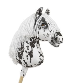 Hobby Horse Tigerschecke mit weißer Mähne — handgenähtes Steckenpferd